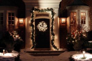 decorated entryway for the holiday season