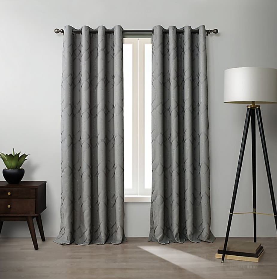 Cream walls with Grey Curtains