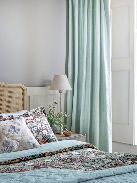 White Walls with Pastel Curtains