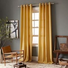Grey Walls with Yellow Curtains