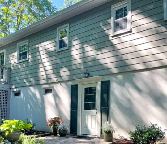 white front door for gray house