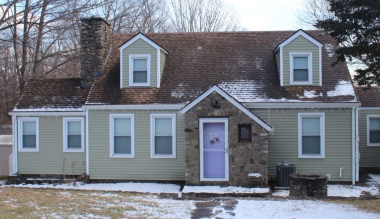 lavender purple front door for green house