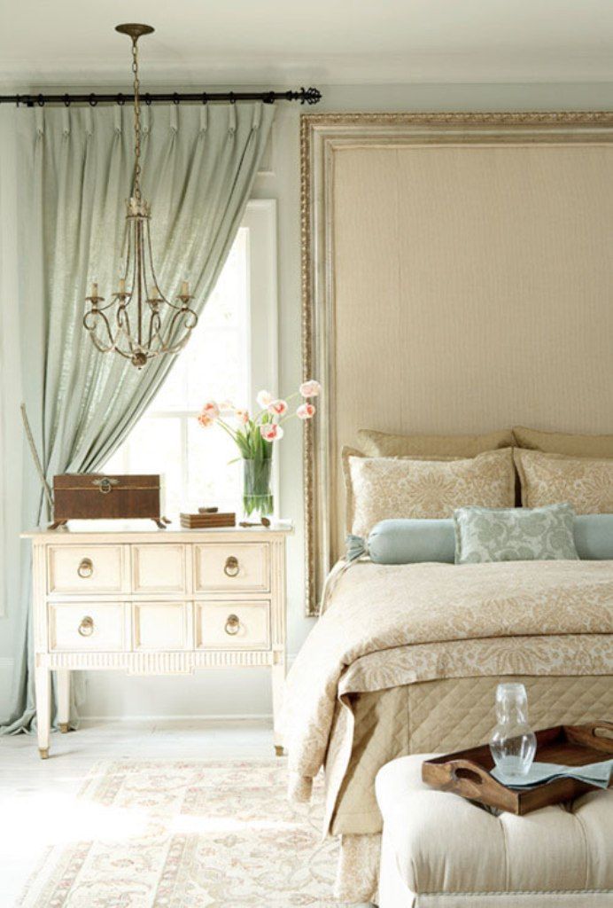 Beige Walls with Green Curtain