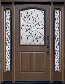 Decorative glass on fiberglass front door.