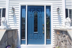 A 24 gauge steel door with sidelights.